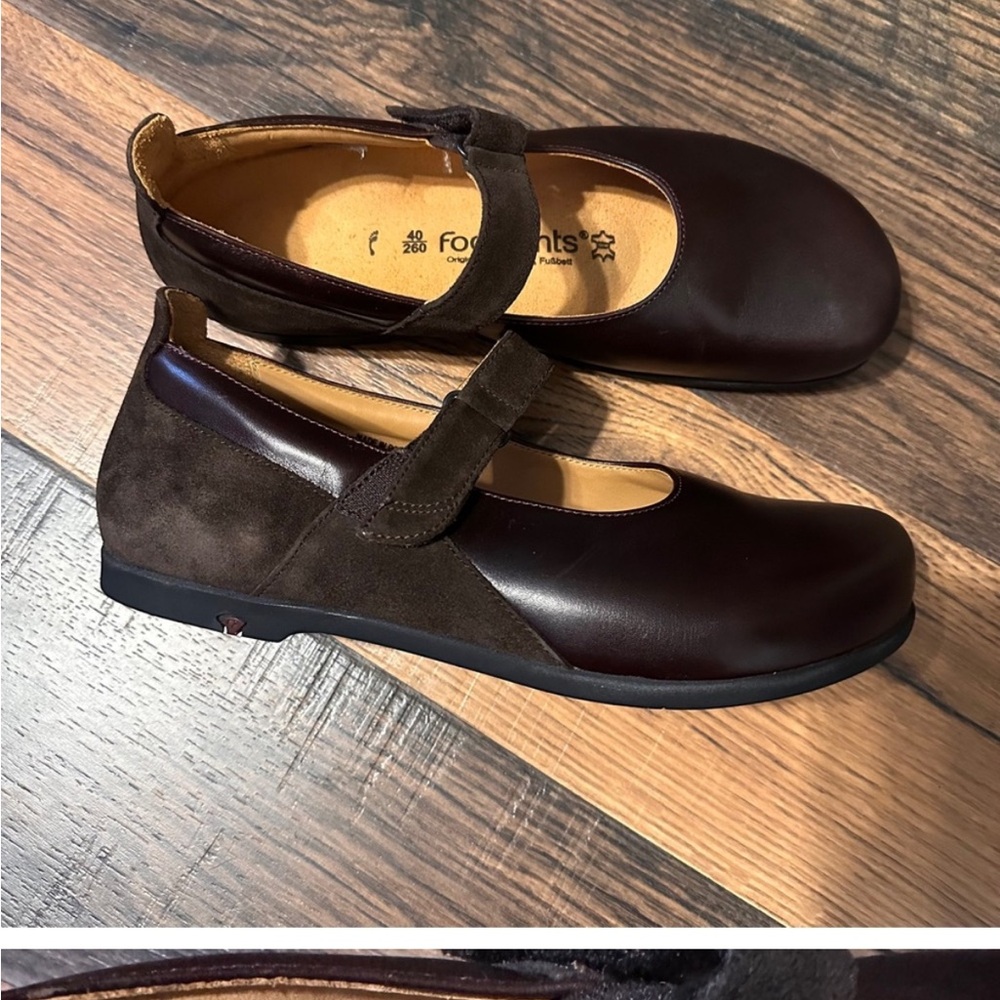 Birkenstock Footprints Annapolis Brown Suede Leather Maryjane Shoes size 40 9